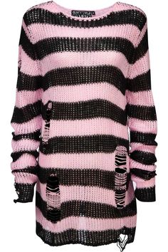 Courtney Distress Knit Sweater [B] | Killstar Longline Sweater, Goth Outfit, Attitude Clothing, Tokyo Street Fashion, Plus Size Pullover, Pastel Goth Fashion, Distressed Sweaters, Grunge Look, Estilo Punk