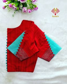 Half And Half Blouse Designs, Plain Pattu Saree Blouse Designs, Blouse Neck And Sleeve Design, Double Colour Blouse Design, Pochampally Blouse Designs Work, Patch Work Blouse Designs Simple Patch Work Blouse Designs, Blouse Sleeves Designs Latest Fancy, Boat Neck Blouse Designs Latest Back