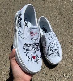 custom hand painted vans inspired by Zach Bryan Zach Bryan Shoes, Diy White Vans Design, Western Painted Shoes, Punchy Vans, Western Painted Vans, Western Vans, Painted Vans Ideas, Painted Vans Slip On, Shoe Painting Ideas