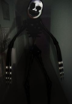 a creepy looking figure is standing in the dark