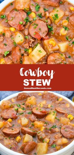 two bowls filled with stew next to each other