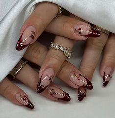 The Best French Tip Manicure For Your Zodiac Sign, According To An Astrologer Nail Design Gold, French Tip Manicure, Cherry Nails, Purple Nail, Burgundy Nails, Gem Nails, New Year's Nails, Funky Nails, Pretty Acrylic Nails