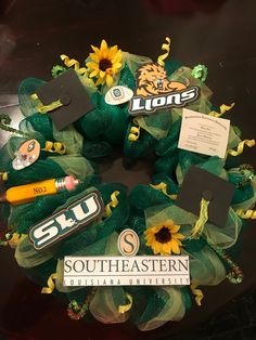 College themed door wreath Southeastern Louisiana University, Door Wreath Hanger, Door Wreath, Door Hangers, Door Wreaths, Gift Registry, Wreath, Etsy Accessories, Pet Supplies