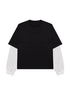 Black Long Sleeve Tops With Contrast Sleeves, Black Long Sleeve Top With Contrast Sleeves, Sporty Tops With Contrast Sleeves For Streetwear, Black Cotton Tops With Contrast Sleeves, Black Cotton Top With Contrast Sleeves, Black Shirt For Layering, Sporty Black Tops For Layering, Desain Merek, Clothing Templates