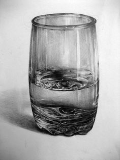 a drawing of a glass filled with water