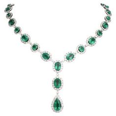 Emerald And Diamond Necklace, Ruby And Diamond Necklace, Gold Drop Necklace, Diamond Drop Necklace, Marquise Shape Diamond, White Gold Necklace, Diamond Jewelry Designs, Emerald Necklace, White Gold Necklaces