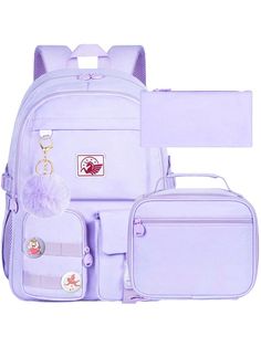 Unique Backpacks For Girls: With its stylish design and cool appearance, attracting the envy of passersby, having this excellent girls backpack, you will get praises from surrounding people.3 In 1 Aesthetic Backpack Set: Rich school bag set makes it easier to meet daily needs. Spacious 17" main compartment can easily hold a 16.5" laptop. Several small pockets for powerbank etc.Anti-Theft & Waterproof Girls Bookbag: Back anti-theft pockets keep wallet and cell phone safe. Waterproof farbric makes Purple Things To Buy, Hand Bag For School, Purple School Bag, Rich School, Cute School Bags, Purple Cute, Cute Stationary School Supplies, Stylish School Bags, Water Resistant Backpack