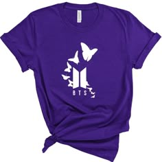 Purple Bts Butterfly Logo Shirt Fanmade Shirt Purple Color Bts Signature Color Gildan Or Bella Canvas Rm, Jhope, Jimin, Suga, V, Jungkook, Jin Multiple Sizes Short Sleeve, Long Sleeve, Sweatshirt, Hoodie Choose Your Colors And Size Bts Tshirt, Bts Butterfly, Jeep Shirts, Bts Shirt, Bday Wish List, Jimin Rm, Rm Jhope, Tshirt Design Ideas, Butterfly Logo