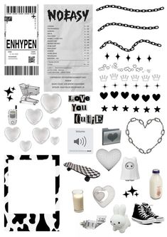 the contents of a paper crafting kit including hearts, stars and other things to make it