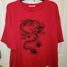 Romwe Red Dragon Tee Shirt No Tags But Only Worn Once. So Feels Brand New. Smoke Free Pet Free Home Open To All Offers Thanks For Looking! Happy Shopping! Red Crew Neck Top With Graphic Print, Red Graphic Print Tee Shirt, Red Crew Neck Shirt With Relaxed Fit, Red Relaxed Fit Crew Neck Shirt, Red Relaxed Fit Shirt With Crew Neck, Red Graphic Tee With Screen Print, Casual Red Tops With Graphic Print, Casual Red Top With Graphic Print, Casual Red Shirt With Graphic Print