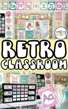 a poster with the words retro classroom on it