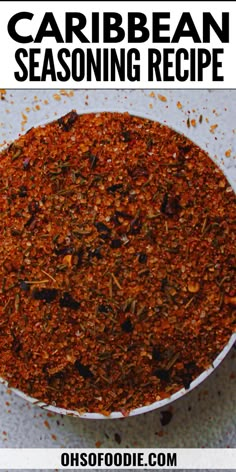 The text reads, Caribbean Seasoning Recipe Flavored Salts Recipes, Homemade Dry Mixes, Carribean Food, Homemade Spice Mix, Seasoning And Spice, Homemade Spice Blends