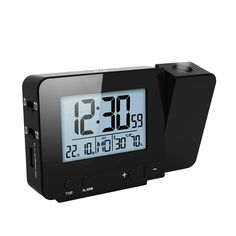 an alarm clock with the time on display