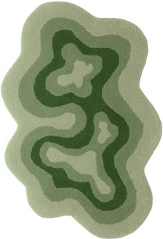 a green rug with an abstract design on the top and bottom part of it's surface