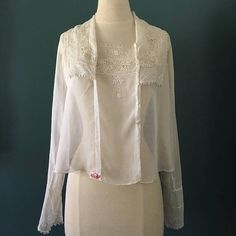 Edwardian Lawn Blouse White Lace Armistice Day Blouse  Fleur Armistice Day, Blouse White, Mother Of Pearl Buttons, Pearl Buttons, White Blouse, Embroidered Flowers, White Lace, Mother Of Pearl