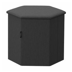 a black storage box with an open lid