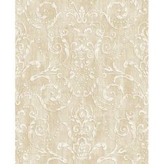 a beige and white wallpaper with an ornate design on it's side,