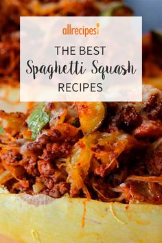 the best spaghetti dish recipe is in an eggplant shell with meat and cheese on top