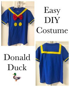 an easy diy costume for kids that includes a shirt with a bow tie and a duck