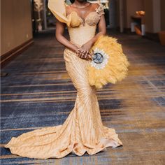 Gold Reception Dress , Size S/Us4 , Custom Made . Luxury Gold Wedding Dress For Reception, Luxury Gold Dress With Sweetheart Neckline, Gold Extravagant Dress, Ghanaian Traditional Wedding Dresses, Luxury Gold Ruffled Dress, Valdrin Sahiti Gold Dress, Gold Reception, Wedding Dress Patterns, Traditional Wedding Dresses