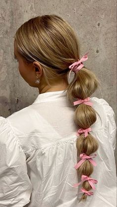 Bubble ponytail hairstyle ideas | Trendy hairstyle ideas Meet Hairstyles, Messy French Braids, Ponytail Updo, Track Meet, French Braid Hairstyles, Ribbon Hairstyle, Christmas Hairstyles