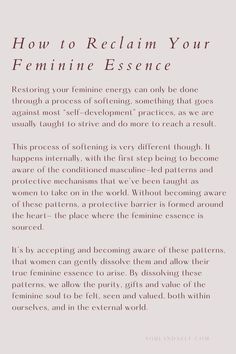 an article about how to reclaim your feminine experience