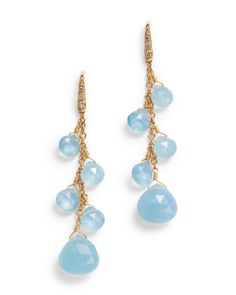 Marco Bicego 18K Yellow Gold Paradise Aquamarine & Diamond Chain Drop Earrings - 100% Exclusive Chain Drop Earrings, Marco Bicego, Diamond Chain, Exclusive Jewelry, Blue Gold, Aquamarine, Paradise, Jewelry Accessories, Yellow Gold