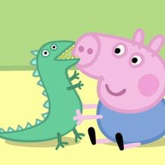 peppa pig and crocodile are playing together