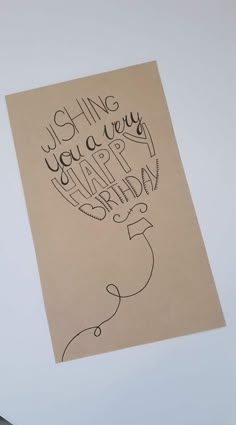 a piece of paper with the words wishing you a very happy birthday written on it