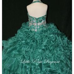 Absolutely Stunning Girls Full Ball Gown Pageant Dress. Pageant Gown With Ruffles And Fitted Bodice, Fitted Green Ball Gown For Dress-up, Green Princess Gown For Pageants, Green Princess Gown For Pageant, Princess Style Green Gown For Pageant, Elegant Green Pageant Dress For Dress-up, Green Ball Gown For Dress-up, Green Ball Gown Dress For Dress-up, Elegant Green Ball Gown For Pageant