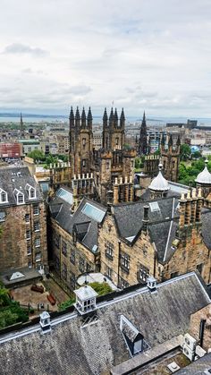 an aerial view of old buildings in the city