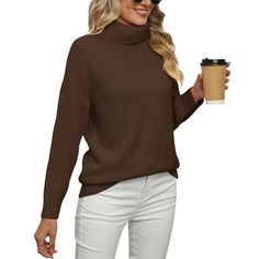 Uvplove Women 2023 Fall Casual Turtleneck Batwing Sleeve Chunky Oversized Ribbed Knit Tunic Sweaters Pullover is going to be the newest staple in your wardrobe!Living up to its namesake,this sweater is unbelievably soft,lightweight,and cozy youre going to have to feel it to believe it.Long sleeve batwing sweater with turtleneck,simply and casual,soft and cozy knitted material is chunky enough to keeps you warm in fall or winter! The bat Sleeves are slso the core design of this sweater, making it Sweater With Turtleneck, Tunic Sweaters, Soft Knit Cardigan, Casual Turtleneck, Batwing Sweater, Chunky Knit Jumper, Stylish Winter Outfits, Hem Sweater, Cardigan Sweater Jacket