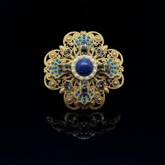 product details: Brooch Length: 68 mm; Brooch Width: 68 mm; Weight: 70 grams; Materials: Lapis Lazuli, Crystal, Copper (18K gold-plated); Handcrafted; Comes in a Gift Box; Custom Production: Please note that it typically takes 4 to 7 business days for us to craft and dispatch your order. Customization: If you are looking for other types of jewelry or have any specific requests, please feel free to contact us. We will get back to you as soon as possible! Custom orders are welcome. Customer Service: Should you have any questions, please leave a message, and I am more than happy to assist you. Additionally, if you are not satisfied with your purchase, please do not hesitate to reach out to me. About Us: We are enthusiasts of traditional craftsmanship and hope that you will find a style you lo Brooch Diamond, Brooch Art, Art Deco Brooch, Lapis Lazuli Crystal, Types Of Jewelry, Plaid Ribbon, Wedding Brooch, Diamond Brooch, Cushion Diamond