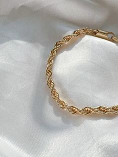 The piper is a rope chain bracelet Gold Rope Bracelet, I Love Gold, Twisted Bracelet, Gold Aesthetic, Cuban Link Chain, Bracelet Clasps, Gems Jewelry, Rope Chain