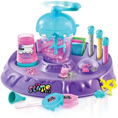 this is an image of a play set with toys and accessories on it's tray