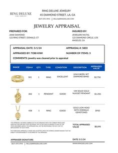 **THIS TEMPLATE IS COMPLETELY CUSTOMIZABLE & RE-USABLE ON CANVA** document size: 8.5x11 inches Enhance the professionalism and authenticity of your jewelry pieces with our customizable Jewelry Appraisal Report template. Designed specifically for jewelry business owners, this template allows you to easily create professional jewelry appraisals quickly and seamlessly.  Simply edit the template with your own information, such as your brand name, website and your jewelry piece specifications, and pr List Website, Price List Template, Customizable Jewelry, Jewelry Appraisal, Professional Jewelry, Circle Diamond, Report Template, Photo To Video, Jewelry Business