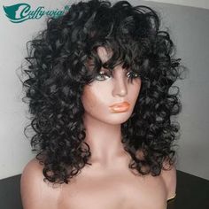 Curly Bob Lace Front Wig, Lace Front Wig With Bangs, Human Hair Wigs With Bangs, Spiral Curls, Long Curly Wig, Bob Lace Front Wigs, Bangs Curly, Brazilian Human Hair, Blonde Ombre