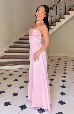 Blaise Pink Satin Maxi Dress – Beginning Boutique US Pink Satin Bridesmaid Dresses Long, Pink Classy Dress Elegant, Pink Satin Formal Dress, Senior Prom Makeup, Pink Matric Dance Dresses, Pastel Pink Formal Dress, Long Pink Dress Casual, Pink Long Dress Formal, Pink Silk Prom Dress