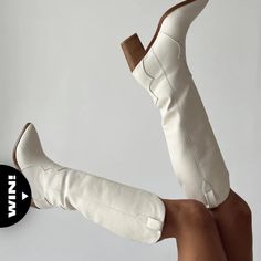 Billini Novena Boots Color:Off White Size: 9 Boots Western Style Faux Leather Material Pull Tabs Pointed Toe Block Heel New No Box White Knee High Boots, Vintage Shoes Women, White Cowboy Boots, Western Style Boots, Boots Western, Spike Heels, White Boots, Long Boots, Casual Tank Tops