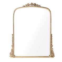 an ornate gold framed mirror on a white background