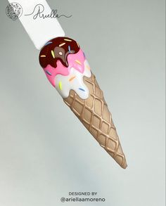 Ice Cream Cone Nails Designs, Nail Ice Cream Design, Nail Ice Cream, Ice Cream Cone Nail Art, Different Nail Art Designs, Ice Cream Cone Nails, Nails With Ice Cream, Nails Art Summer 2024, Ice Cream Nails Designs