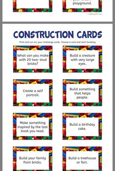 the instructions for construction cards are shown