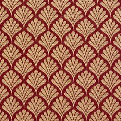 a red and gold wallpaper with an intricate design