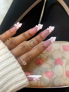 almond coquette french tip bow nails Bow French Tip Nails Almond, Almond French Tip Nails With Bow, Coquette Stiletto Nails, Almond Nails With Butterflies, Nail Inspo Gel X Almond, Dope Nail Designs Almond, Pink Almond Nails French Tip, Almond Nails With Bow, Bow Acrylic Nails