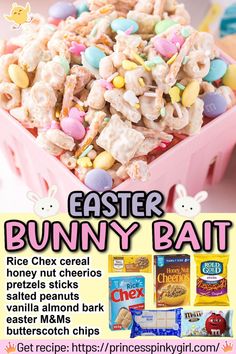 an easter bunny bar recipe in a pink basket