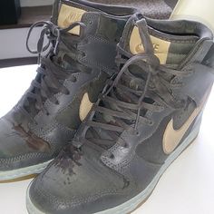 Some Wear On Bottom But They Still Look Great Nike Hightop, Wedge Sneakers, Womens Shoes Wedges, Wedge Sneaker, Nike Women, High Tops, Looks Great, Wedges, Nike