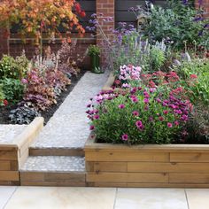 a garden filled with lots of different types of flowers