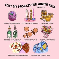 a pink poster with different types of winter days