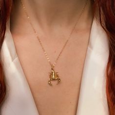 Scorpion Necklace – Amelia Ray Jewelry Scorpion Accessories, Scorpion Jewelry, Scorpion Necklace, Nature And Technology, Scorpio Necklace, The Natural World, Solid Gold Chains, 3d Printing Technology, Jewelry Lookbook