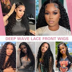 Wigs Wet And Wavy, Deep Wave Lace Front Wigs, Curly Lace Frontal, Bald Cap, Hair For Black Women, Curl Styles, Wig Caps